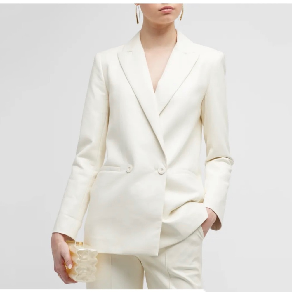 Alice + Olivia Black Vegan Leather Double Breasted Blazer